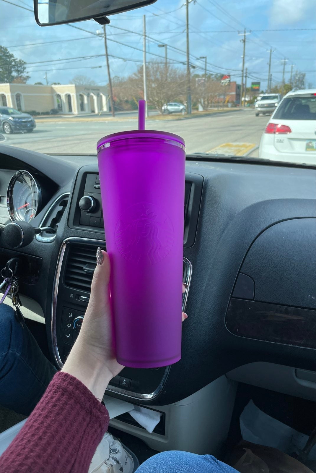 Purple soft touch Starbucks tumbler