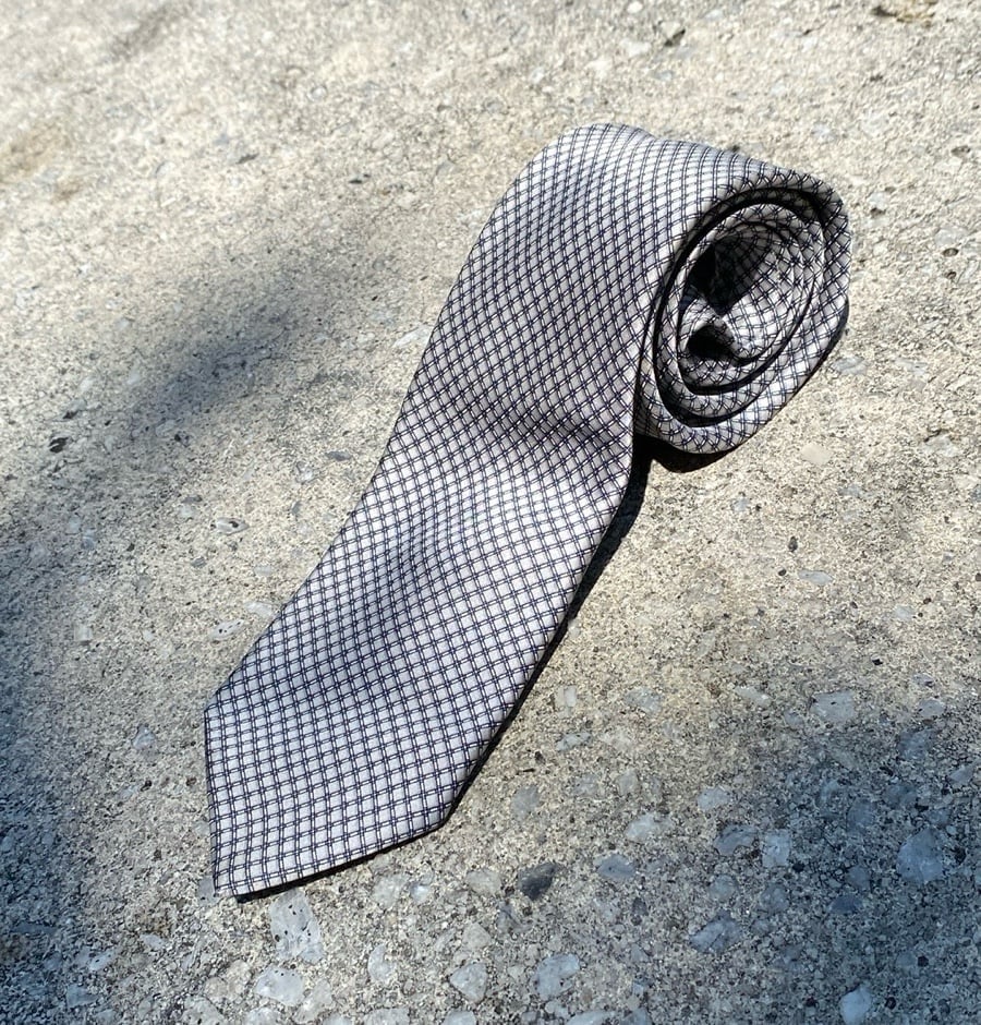 Vintage Italo Ferretti Argyle Mens Metallic Neck Tie 100% Silk Handmade In Italy
