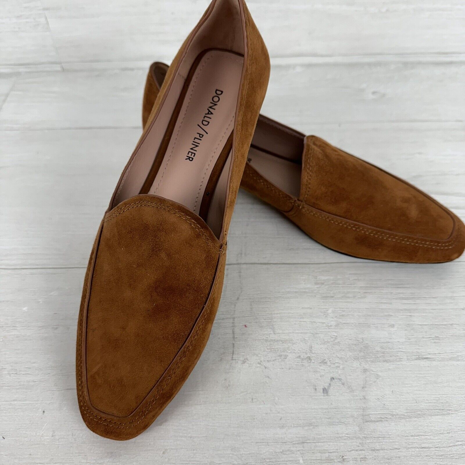 Donald Pliner Icon Suede Leather Loafers Flats Women 8.5 Brown Neutral Classic