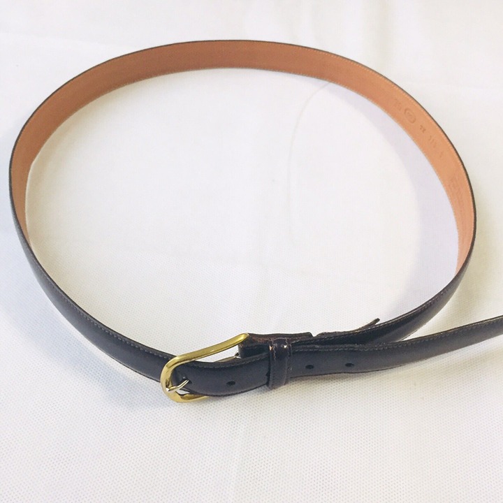 Trafalgar Cordoba Solid Brass Mahogany Brown Leather Belt USA Made Sz 36 Men EUC