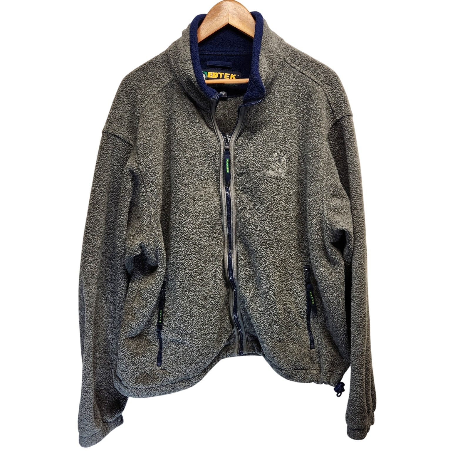 Ebtek Eddie Bauer Men's Large Zip Fleece Jacket Polartec Gray with Blue