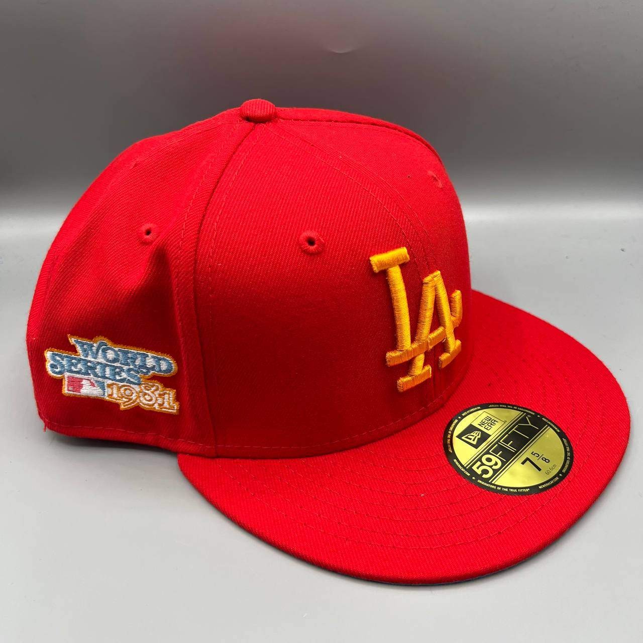 Los Angeles LA Dodgers Hat Men 7 5/8 Red Blue 59Fifty New Era MLB Fitted Cap New