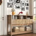 Classic Wooden Console Table with Rattan Drawers & Open Storage Shelves