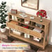 Classic Wooden Console Table with Rattan Drawers & Open Storage Shelves