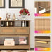 Classic Wooden Console Table with Rattan Drawers & Open Storage Shelves