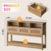 Classic Wooden Console Table with Rattan Drawers & Open Storage Shelves