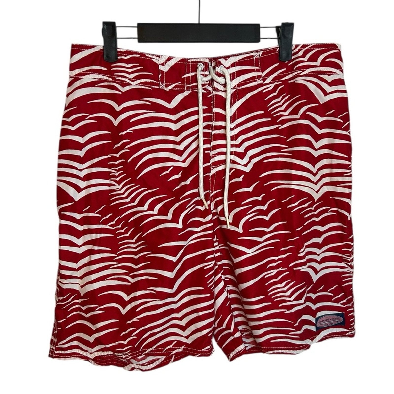 Vineyard Vines Red Wave Swim Trunks