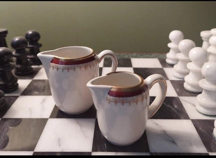 Vintage Suisse Langenthal Porcelain Cream Coffee Service Set of 2 EUC