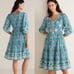 Soft Surroundings Nerissa Dress Blue Abstract Floral Embroidered Size PM NWOT