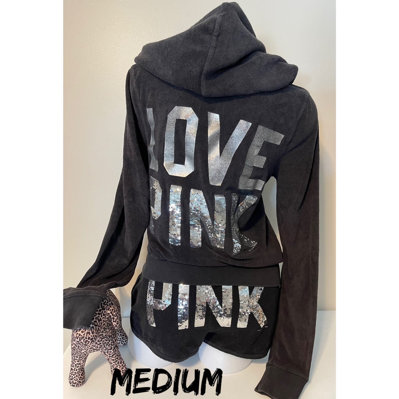 VS Pink Bling Terry Cloth Hoodie Shorts