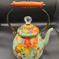 Mackenzie Childs Garden Floral Tea Kettle Teapot 2 Quart