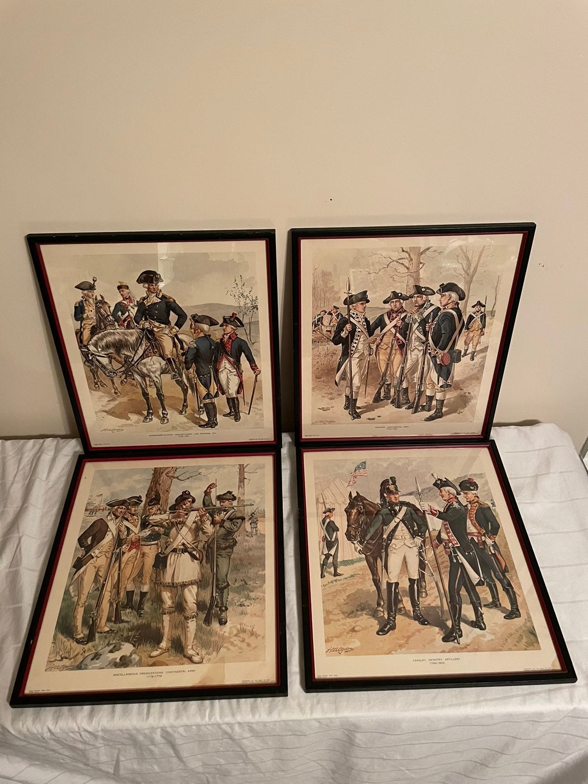 4 VINTAGE FRAMED LITHOGRAPH PRINTS - shops REVOLUTIONARY WAR SOLDIERS H A OGDEN