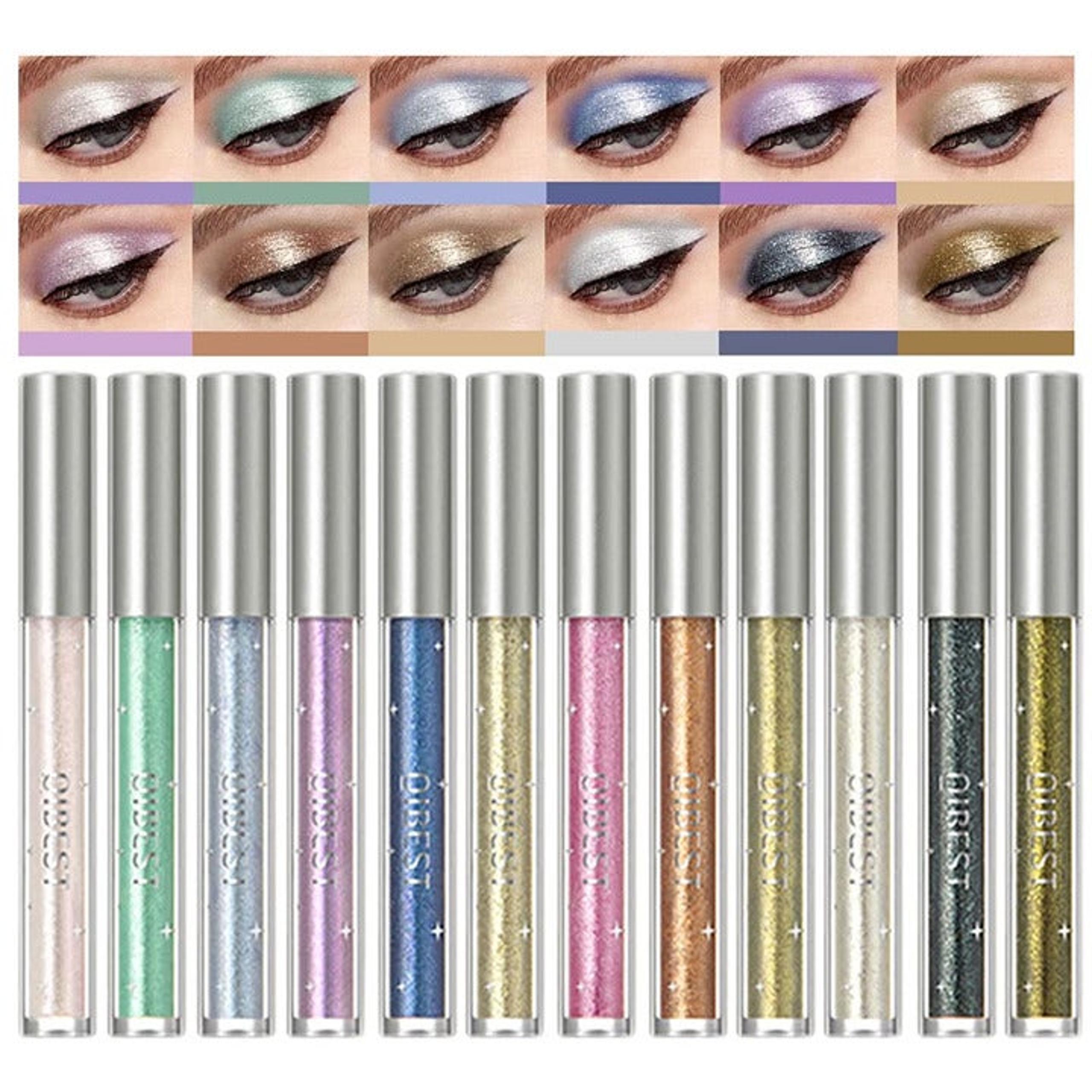BestLand 12 Colors Liquid Glitter Eyeshadow Set, Multi-dimensional Metallic