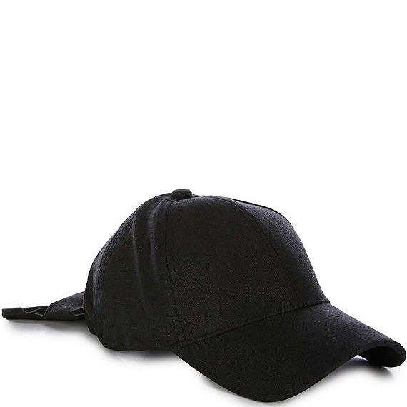 Vince Camuto Linen Tie Back Baseball Cap, One Size, Color: Black