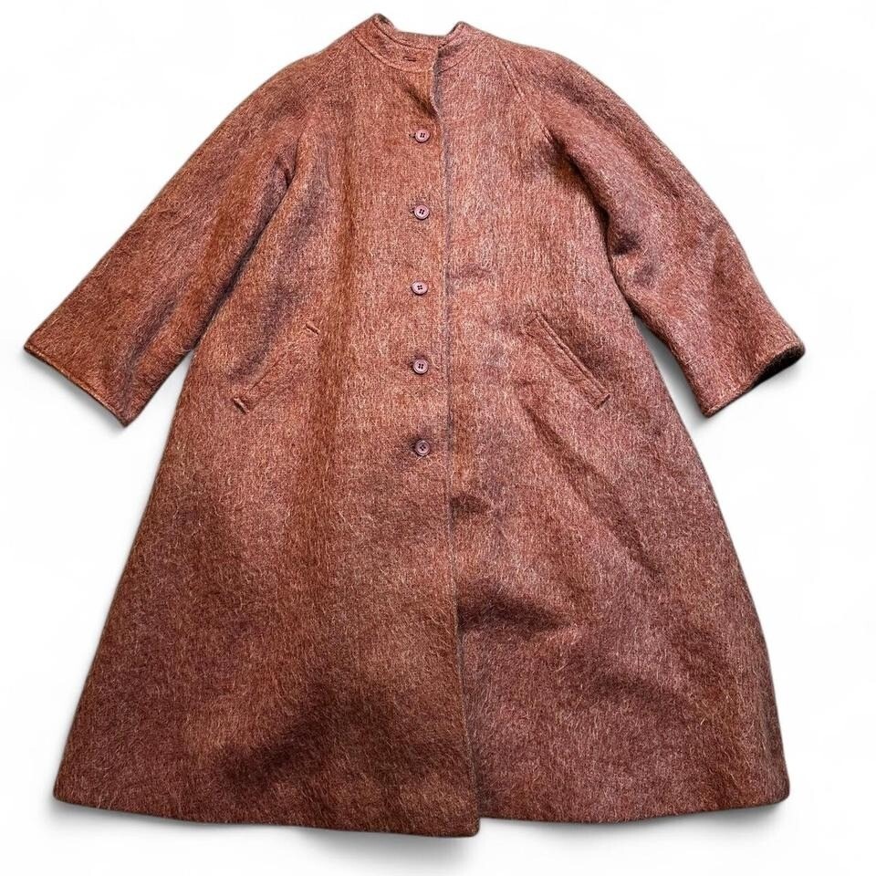 Vintage Women's 50s 60s l Pink Mohair Wool Satin Lined Dress Coat Women's medium
