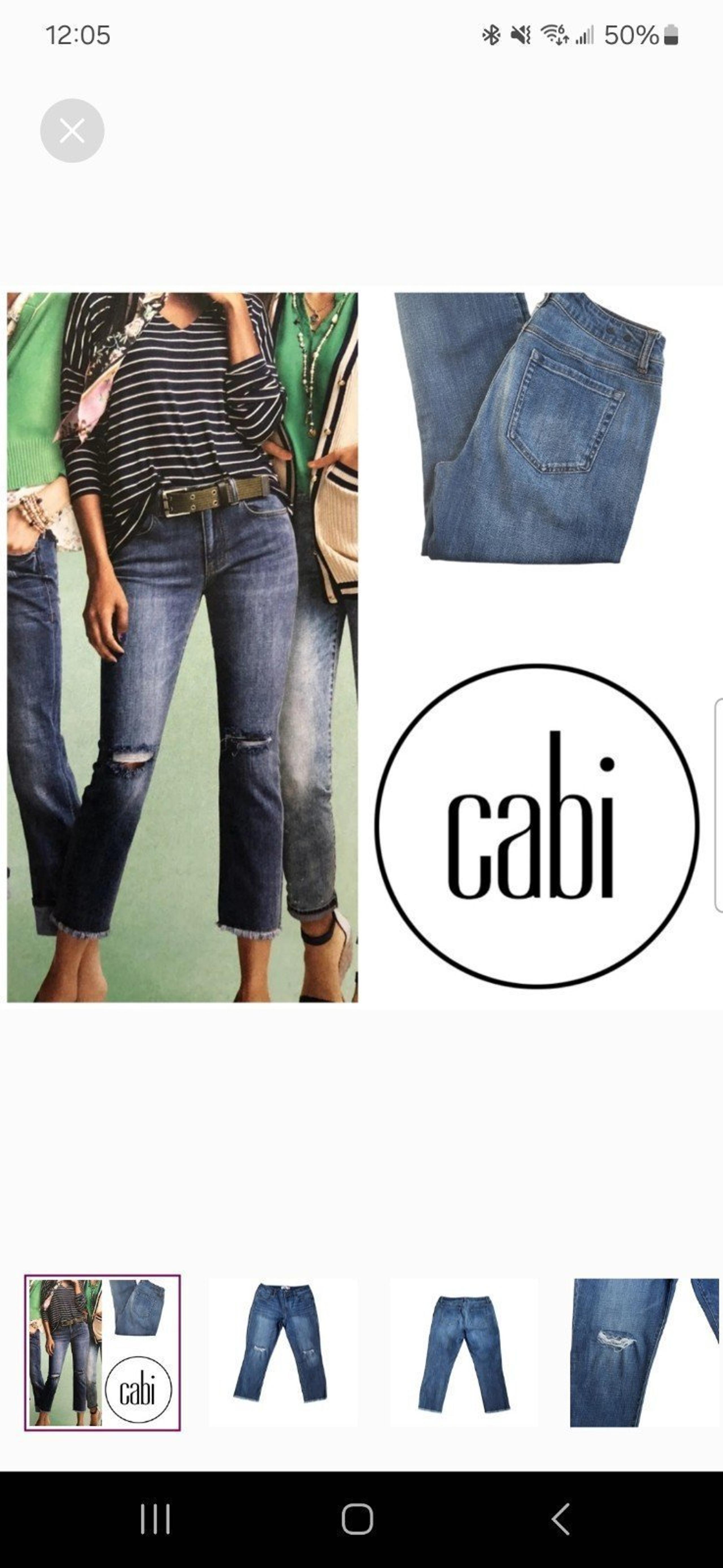 CAbi 5495 Cropped High Straight Jeans Distressed size 16