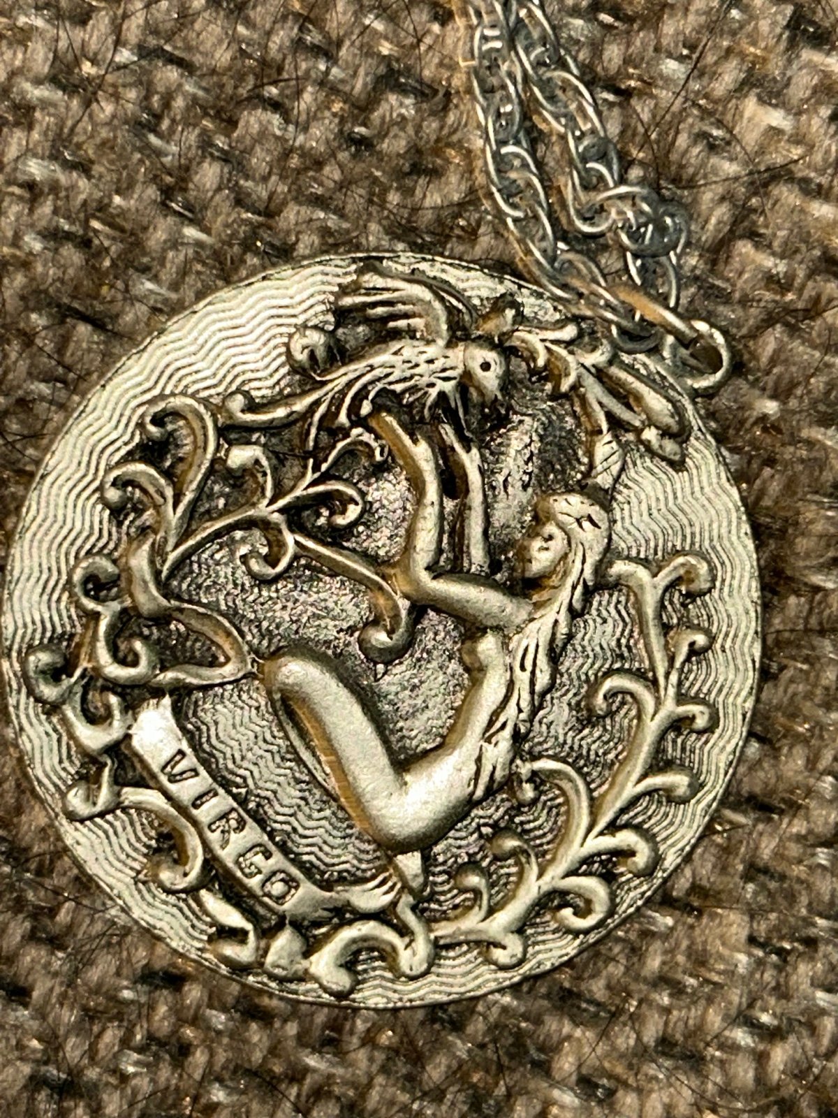 Necklace Virgo sign, astrological, zodiac horoscope pendant, 2 1/4 wide and high