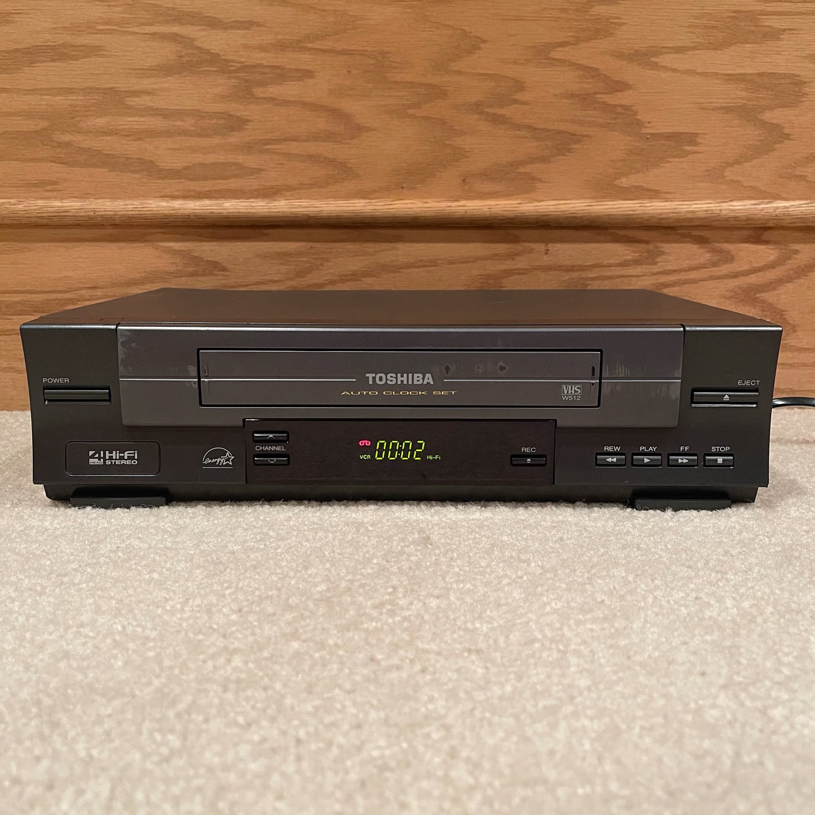 Vintage Toshiba W-512 Video Cassette Recorder 4-Head Hi-Fi Stereo VCR VHS Player