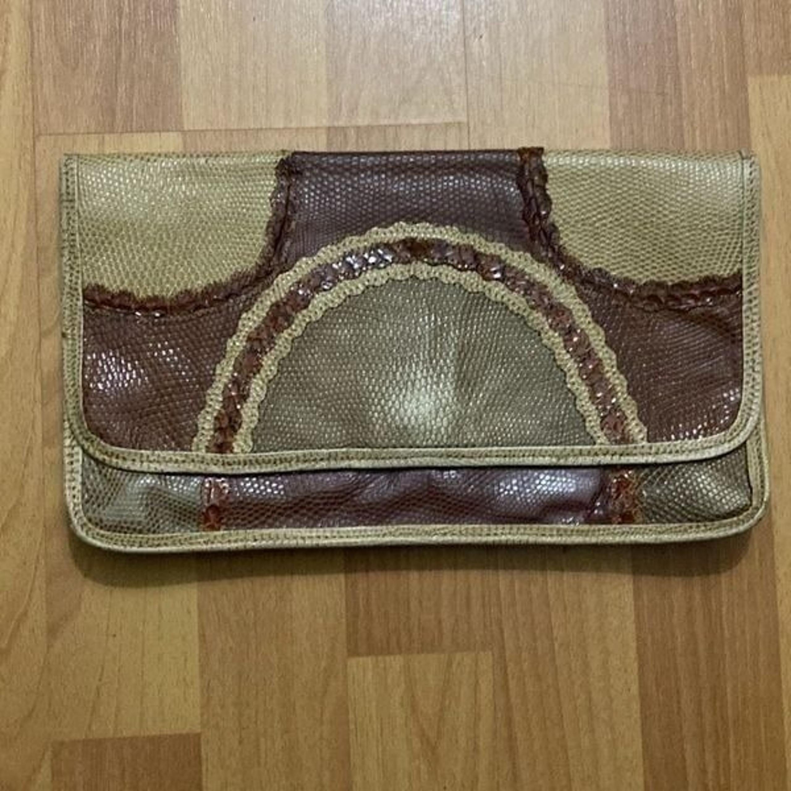 Vintage Carlos Falchi Snakeskin and Leather Clutch Purse