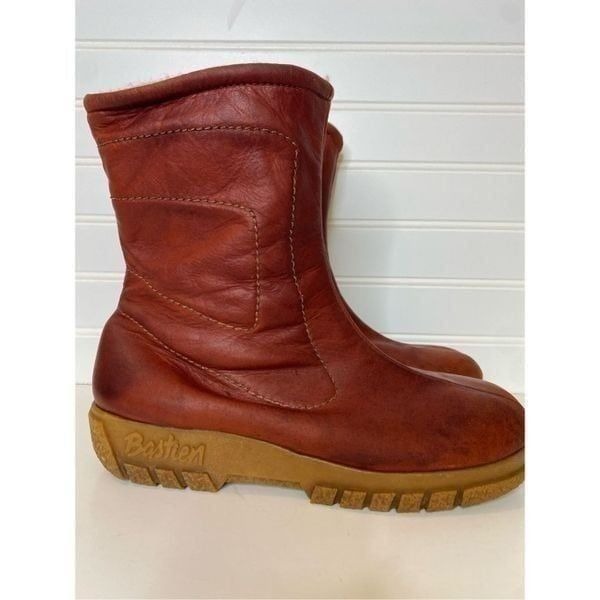 Vintage Husky Bastien Brothers Kanak Leather Fleece Lined Zipper Ankle Snow Boot