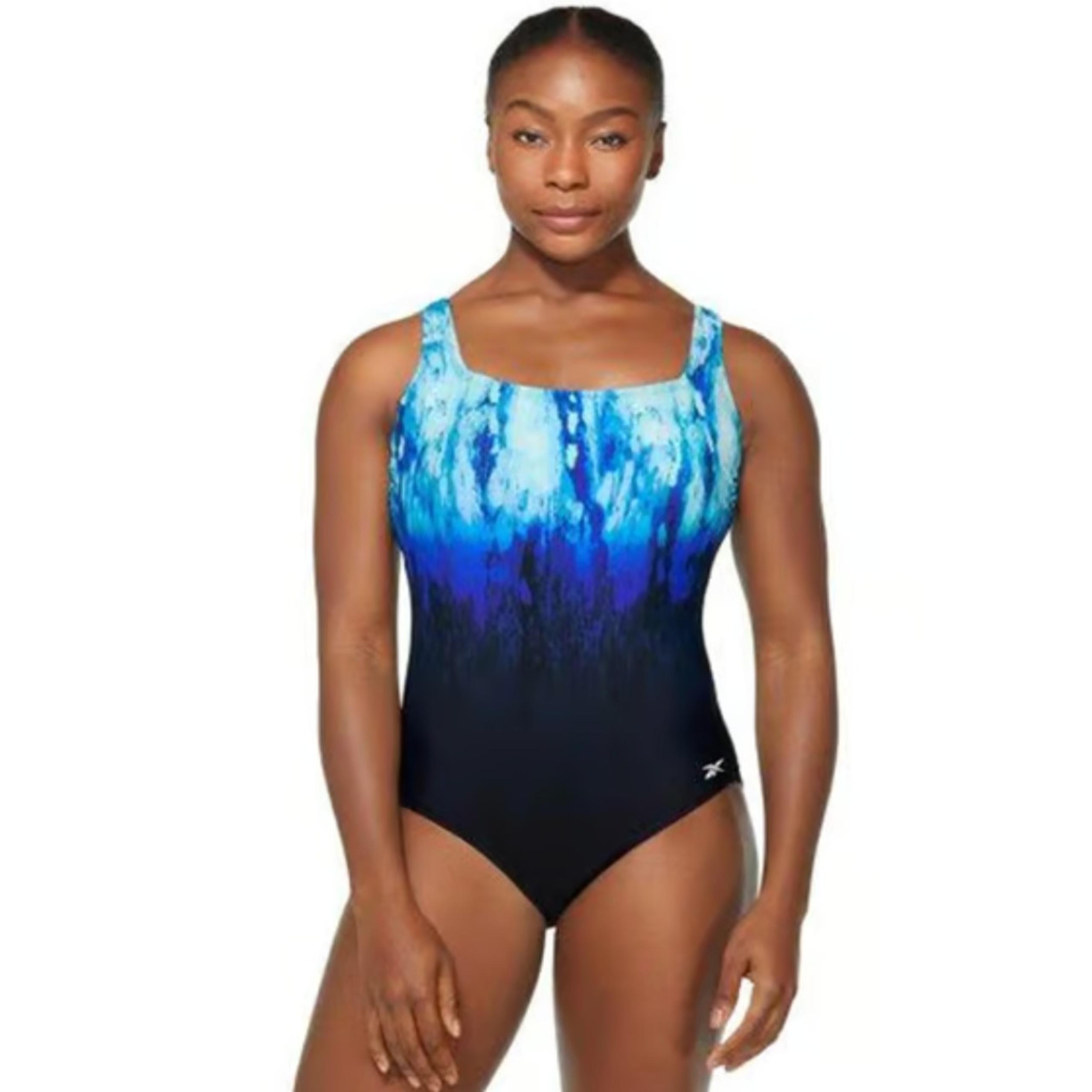 Womens Reebok Tide Pool Ocean One Piece Swimsuit 8 NWT