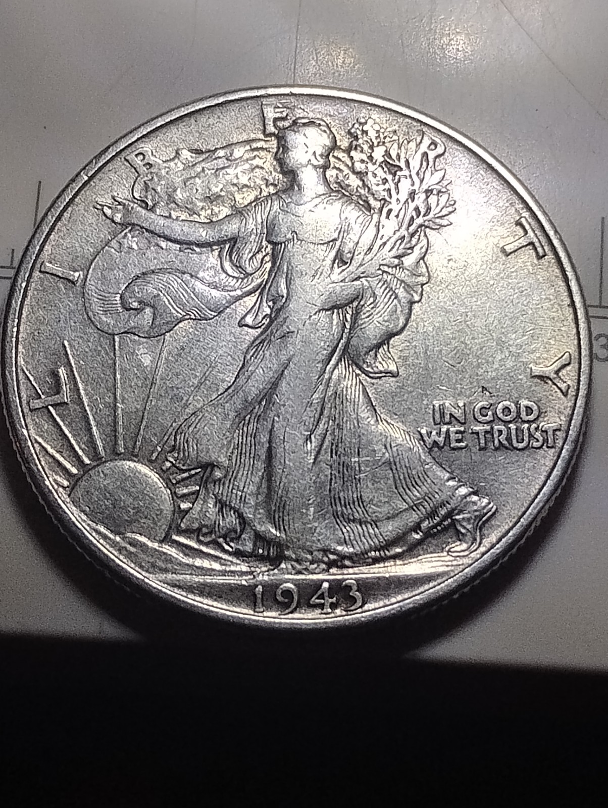 Silver 1943 p Philadelphia 50c walking liberty half dollar