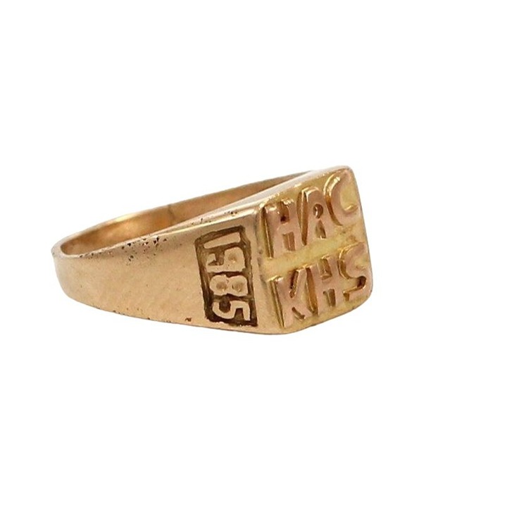 Vintage 1985 Solid 10K Yellow Gold HAC KHS Class Sports Ring Size 3