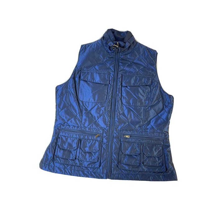 Lauren Ralph Lauren Womens Large Soft Shell Military Zip Jacket Vest Navy Blue