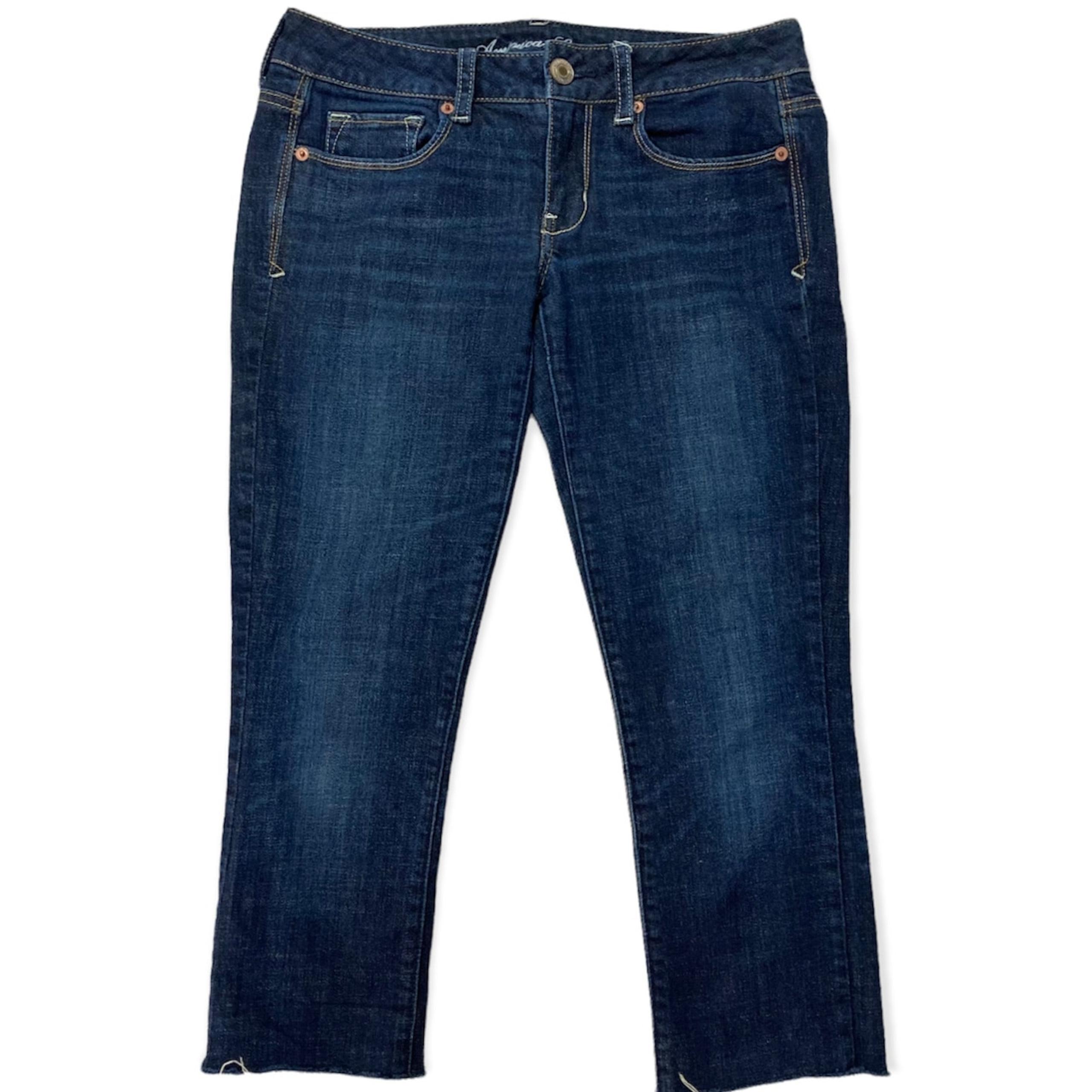 American Eagle Skinny Kick crop Jeans women's stretch size 6 sequin pockets