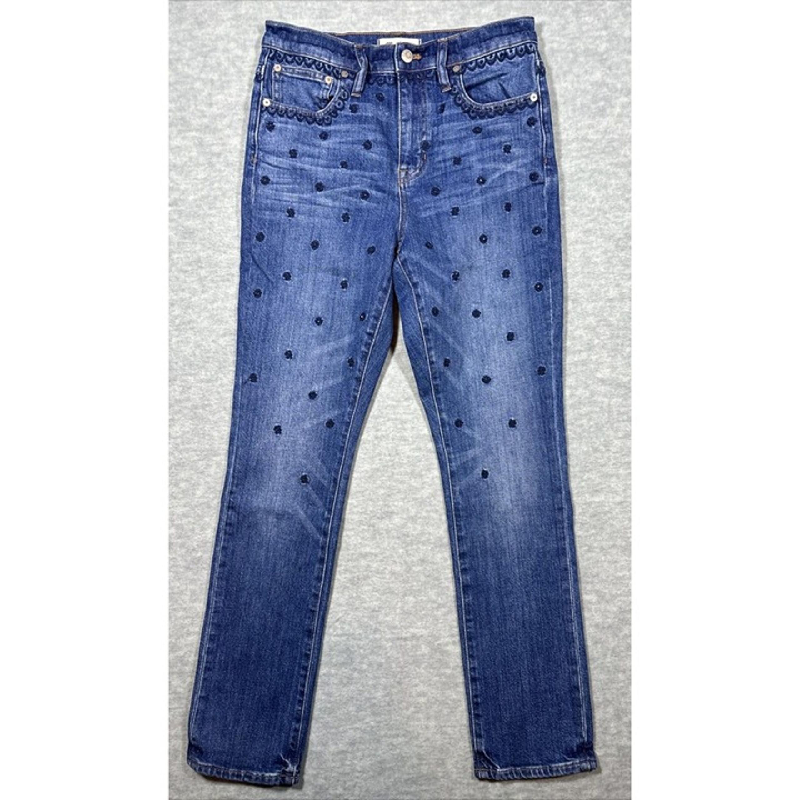 Madewell High Rise Slim Boyfriend Embroidered Flowers Women’s Jeans 26