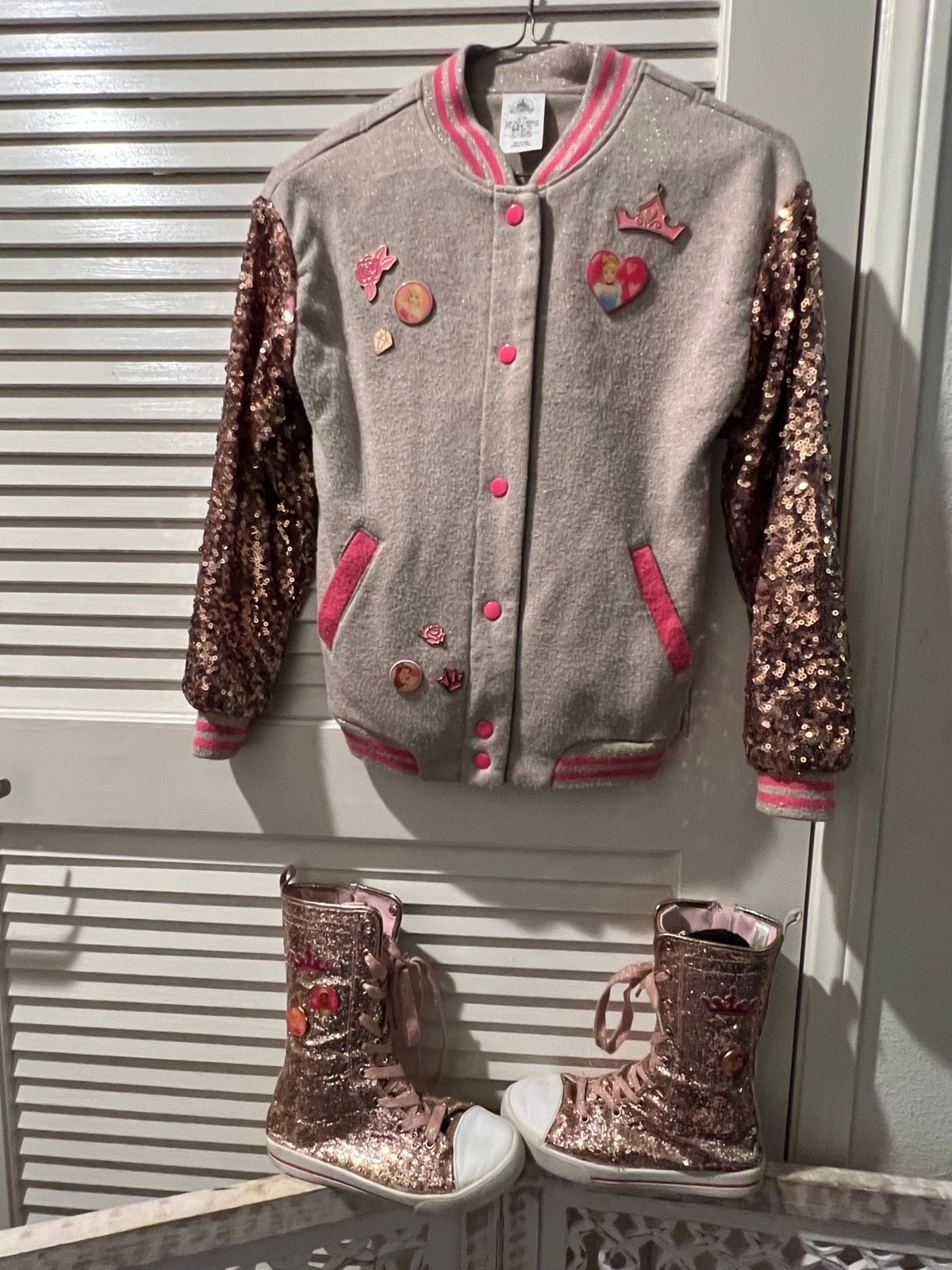 Disney Sparkle Varsity Jacket & Matching Hightop Shoes