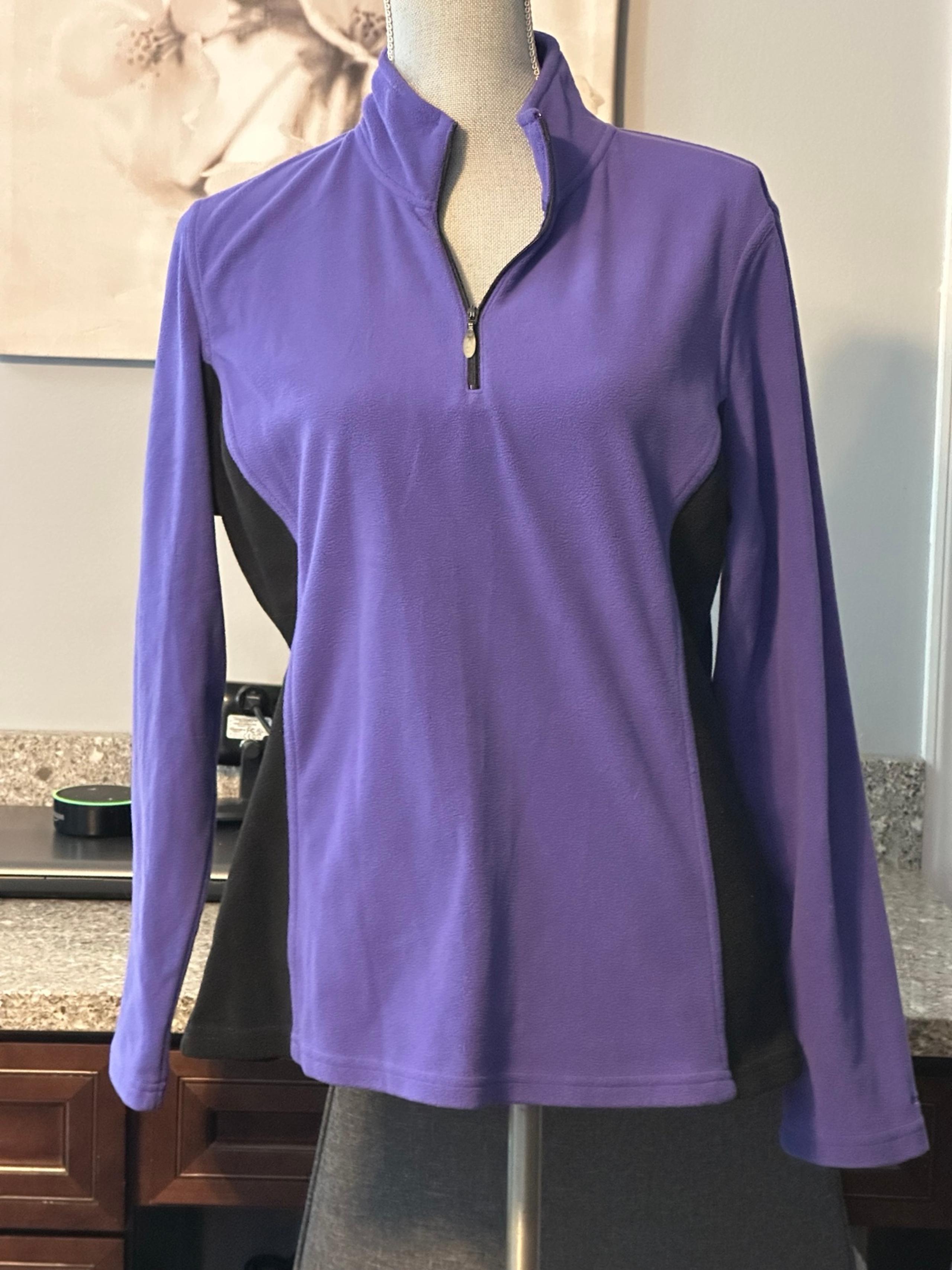 Champion purple and black pullover 1/4 zip fleece jacket size large