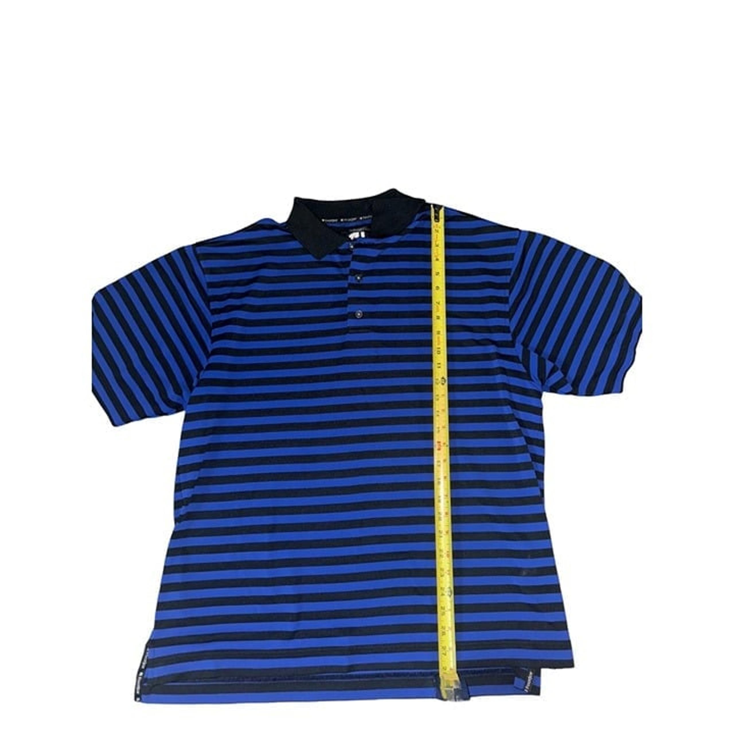 Foot joy FJ blue, black, striped, men’s golf shirt, size large