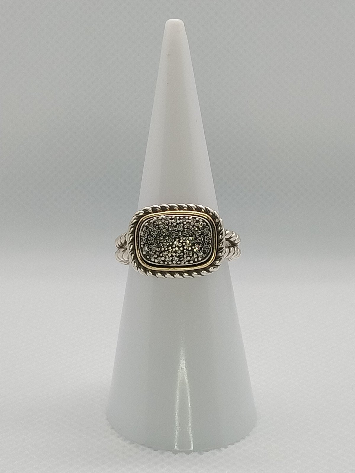 Sterling Silver 925 14k Gold Accent Albion Diamond Ring