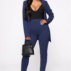 Blue pant suit