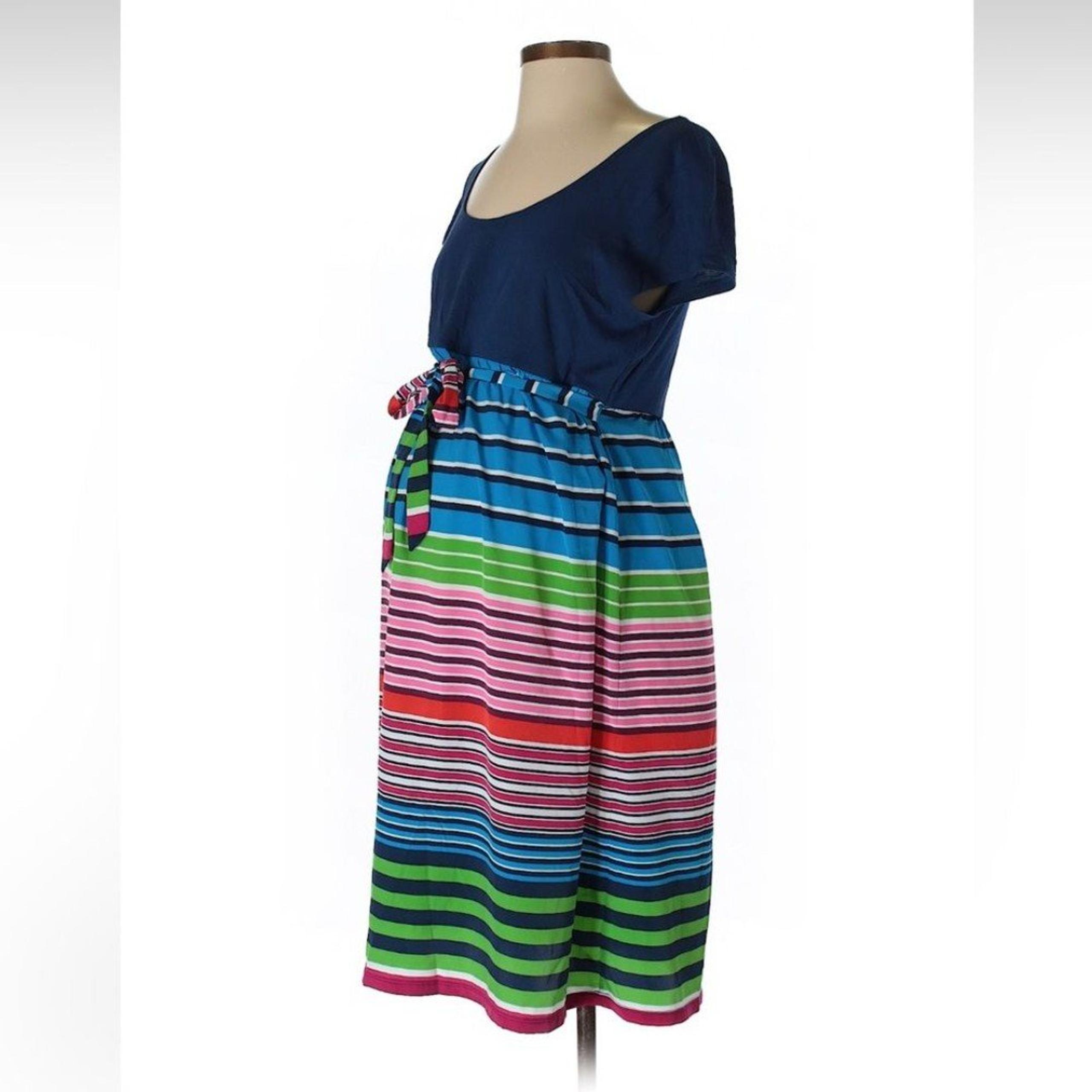 Old Navy Maternity Striped Tie-Waist Dress Blue Sz S