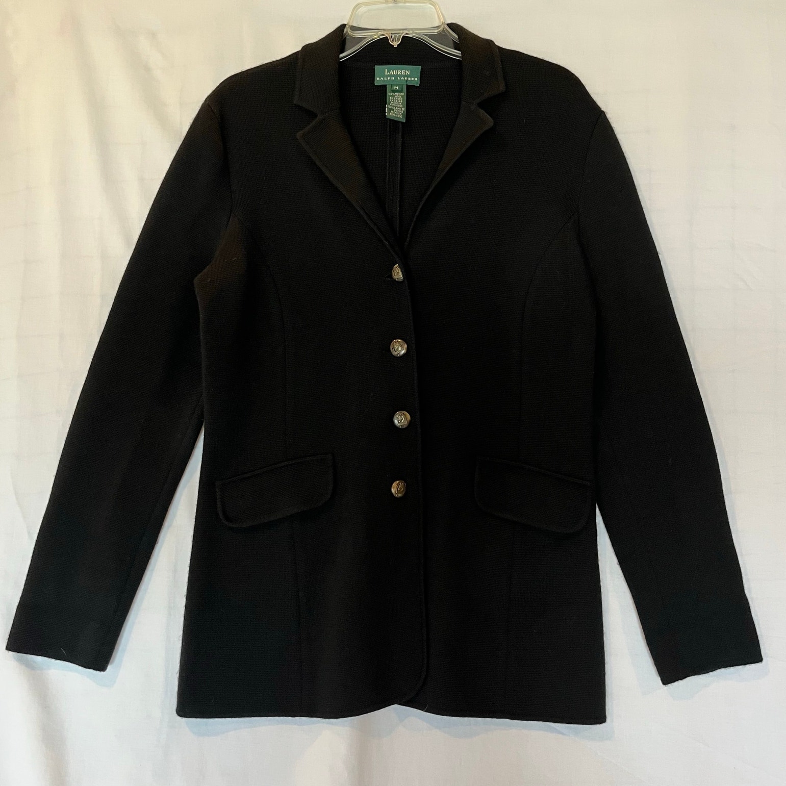 Lauren Ralph Lauren Classic Black Wool Sweater Jacket Women's size Medium