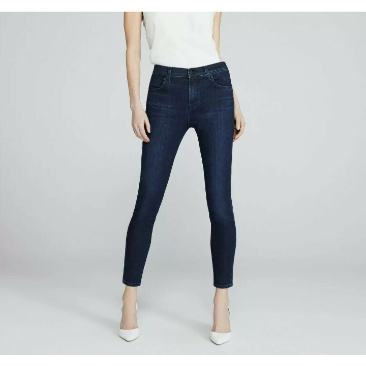J Brand Dark Vibes Denim Alana High Rise Cropped Skinny Jeans Size 25 JB000379