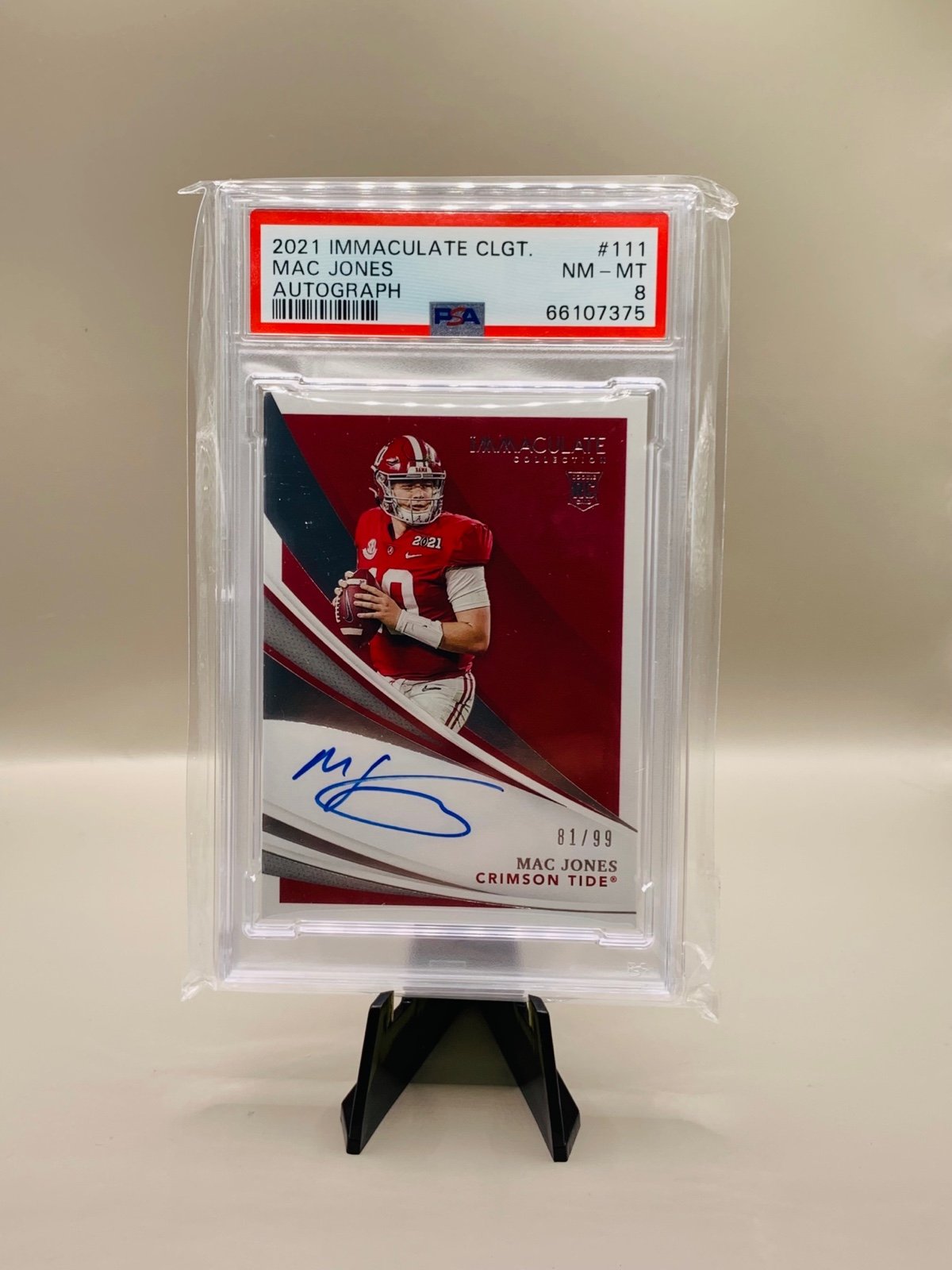 Mac Jones Immaculate Collegiate Autograph Rookie /99 PSA