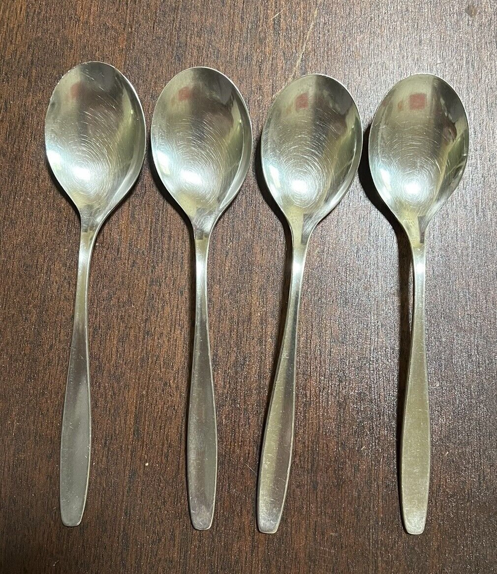 WMF Cromargan LAUREL Dinner Spoons Set Of 4 Stainless Germany 7-3/4” MCM