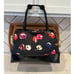 KATE SPADE black floral poppy print nylon patent leather satchel tote bow accent