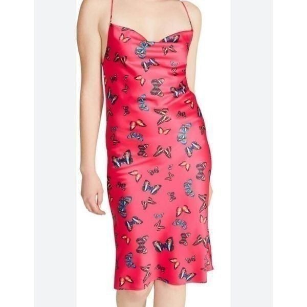 Steve Madden Treasure Dress Satin Butterfly Print