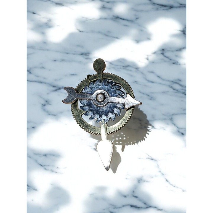 Steampunk Clock Gear Pendant with Rotating Hand