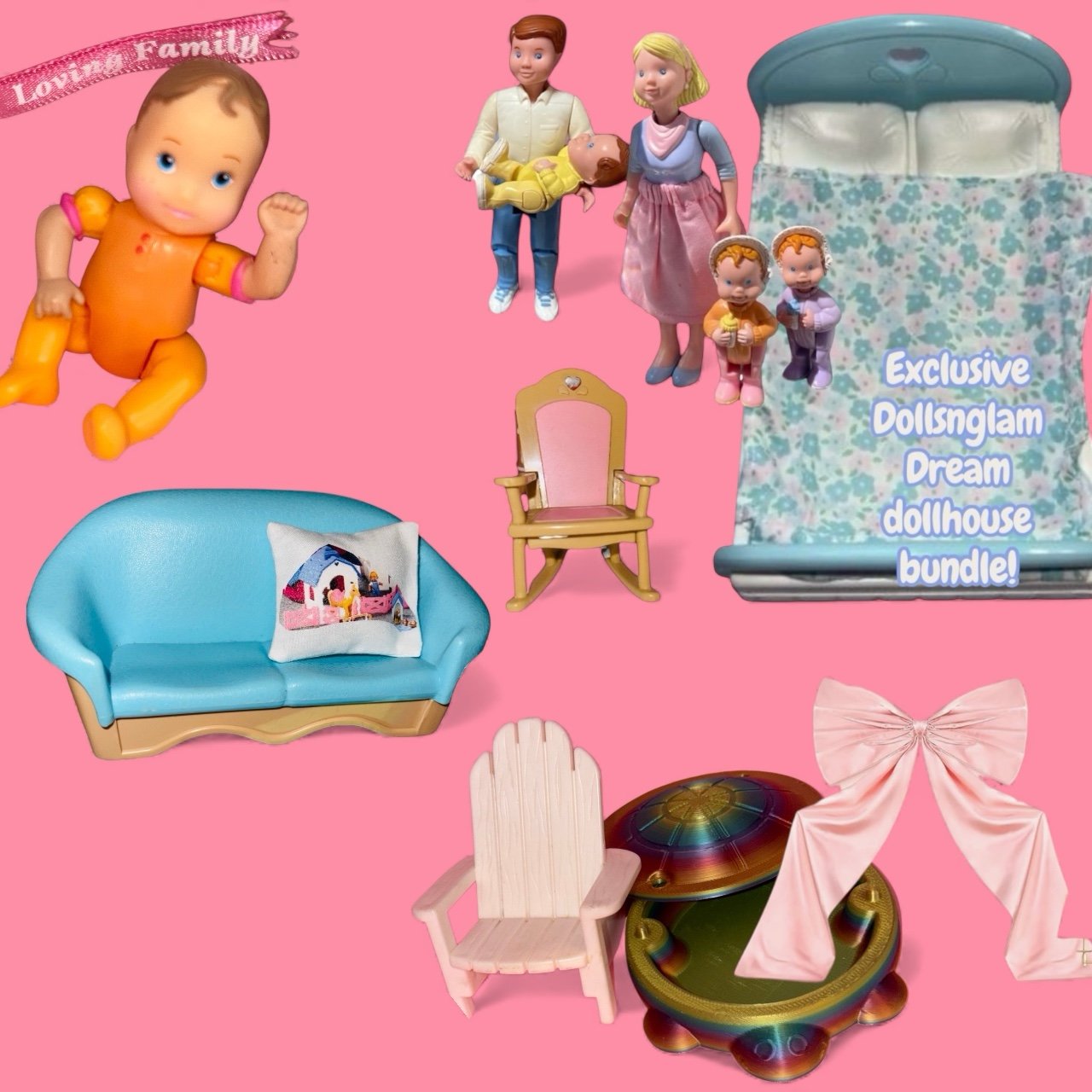 ✨Dream Dollhouse furniture people family accessories LOT ✨FREE GIFT!!