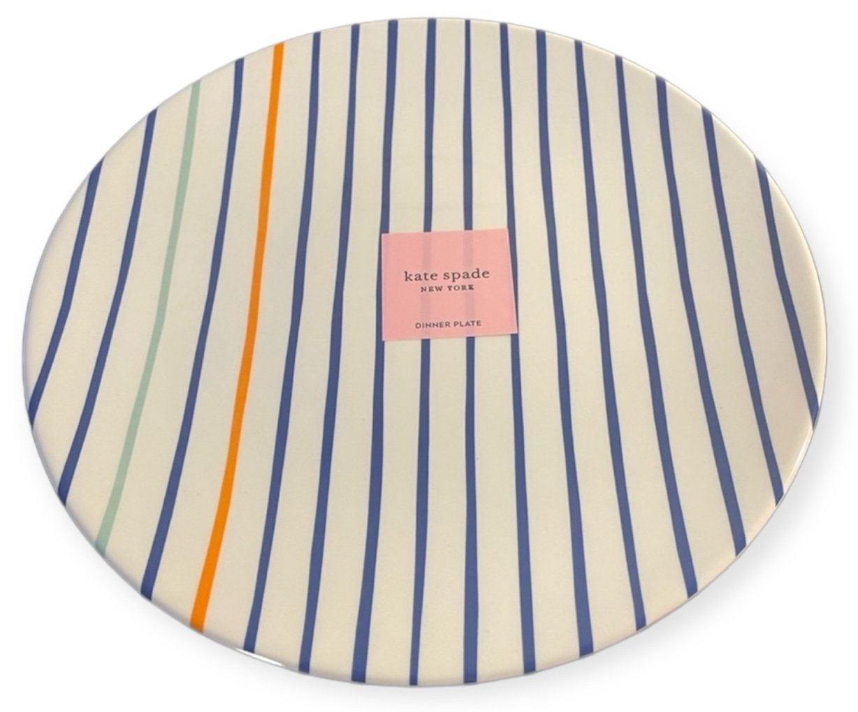 New! Set of 6 Kate Spade Citrus Twist Stripe Melamine Dinner Plates