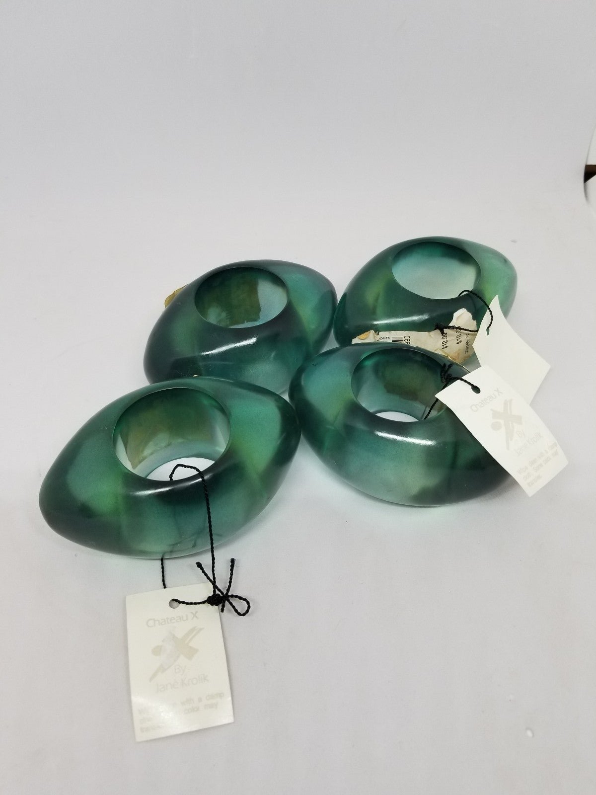 Vintage Set of 4 Chateau X by Jane Krolik Lucite Napkin Ring Neiman Marcus