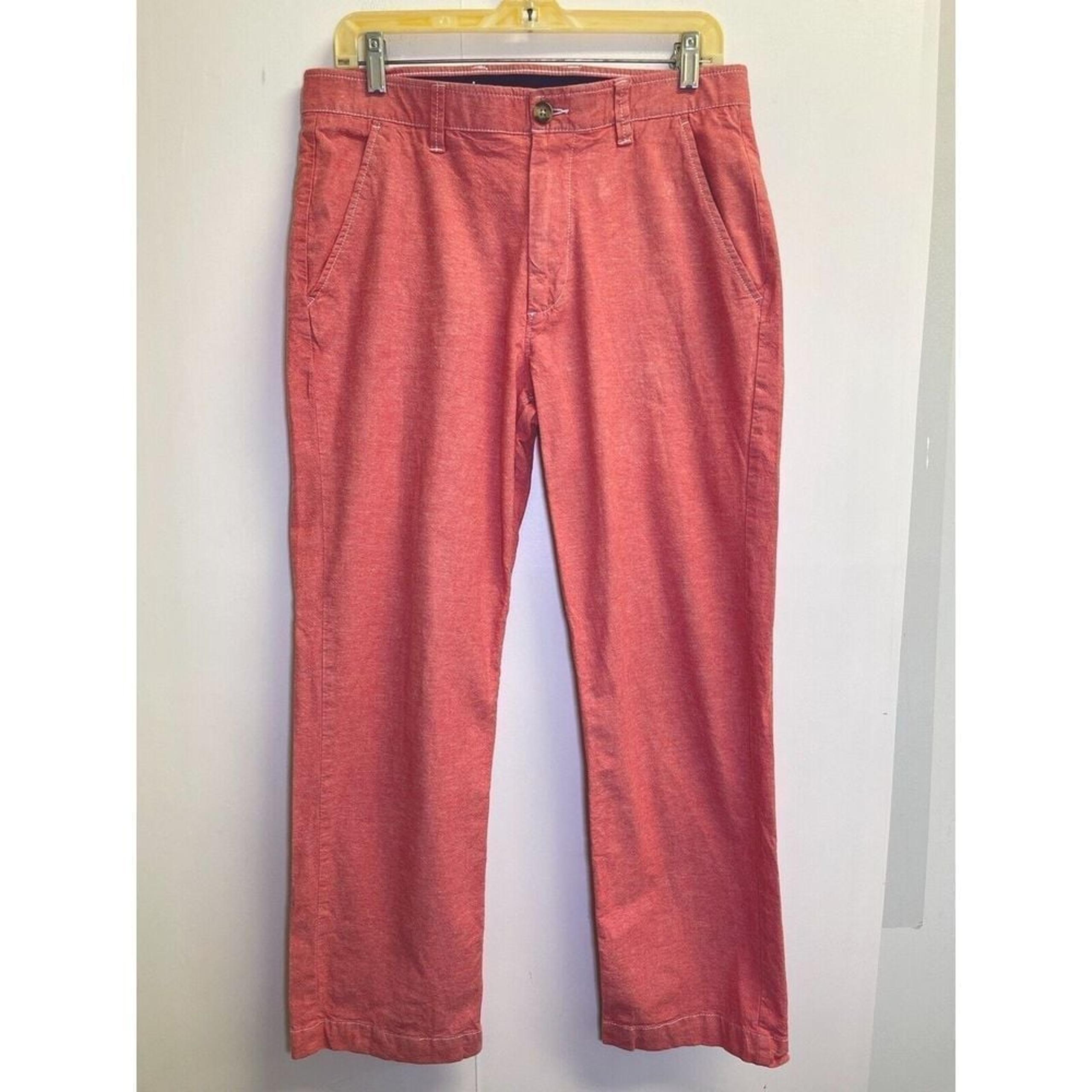 Crown & Ivy Pants Mens 32X30 Red Pinpoint Oxford Motion Flex Elastic Waistband