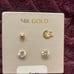 14k Real Gold 2 Piece Different Styles Earrings Brand New