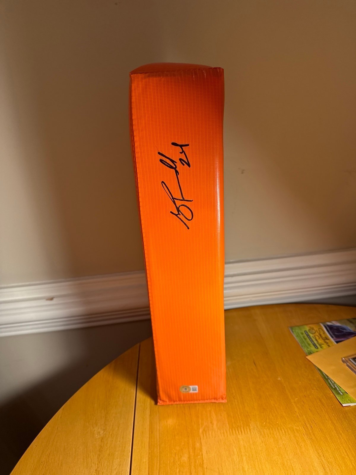 AJ Terrell Autographed Pylon (Atlanta Falcons) Beckett Witnessed