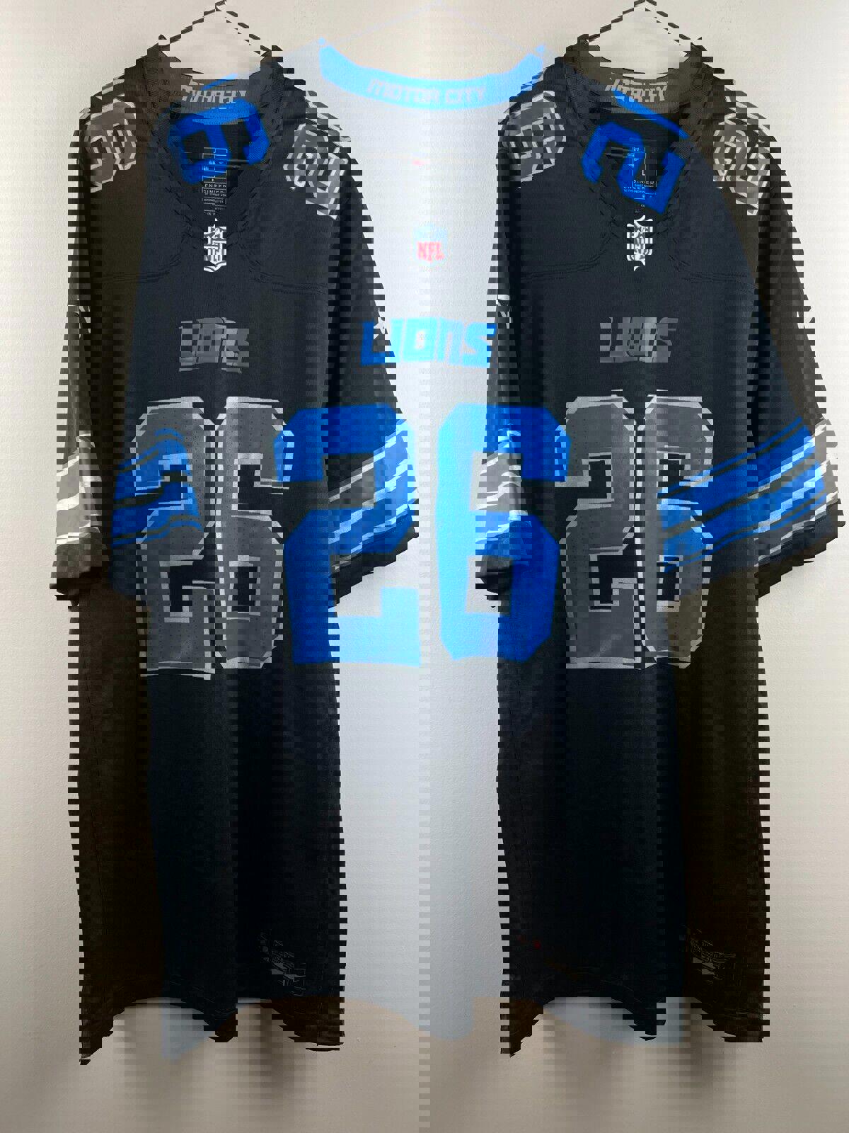 Detroit Lions Gibbs #26 Jersey Mens Large Nike NFL Black Alternate New Size L